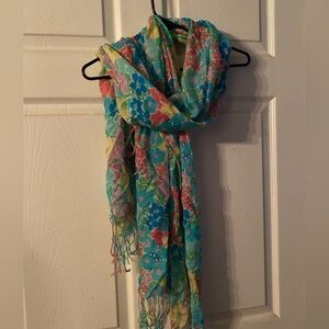 lilly pulitzer floral scarf 49% cashmere 51% silk